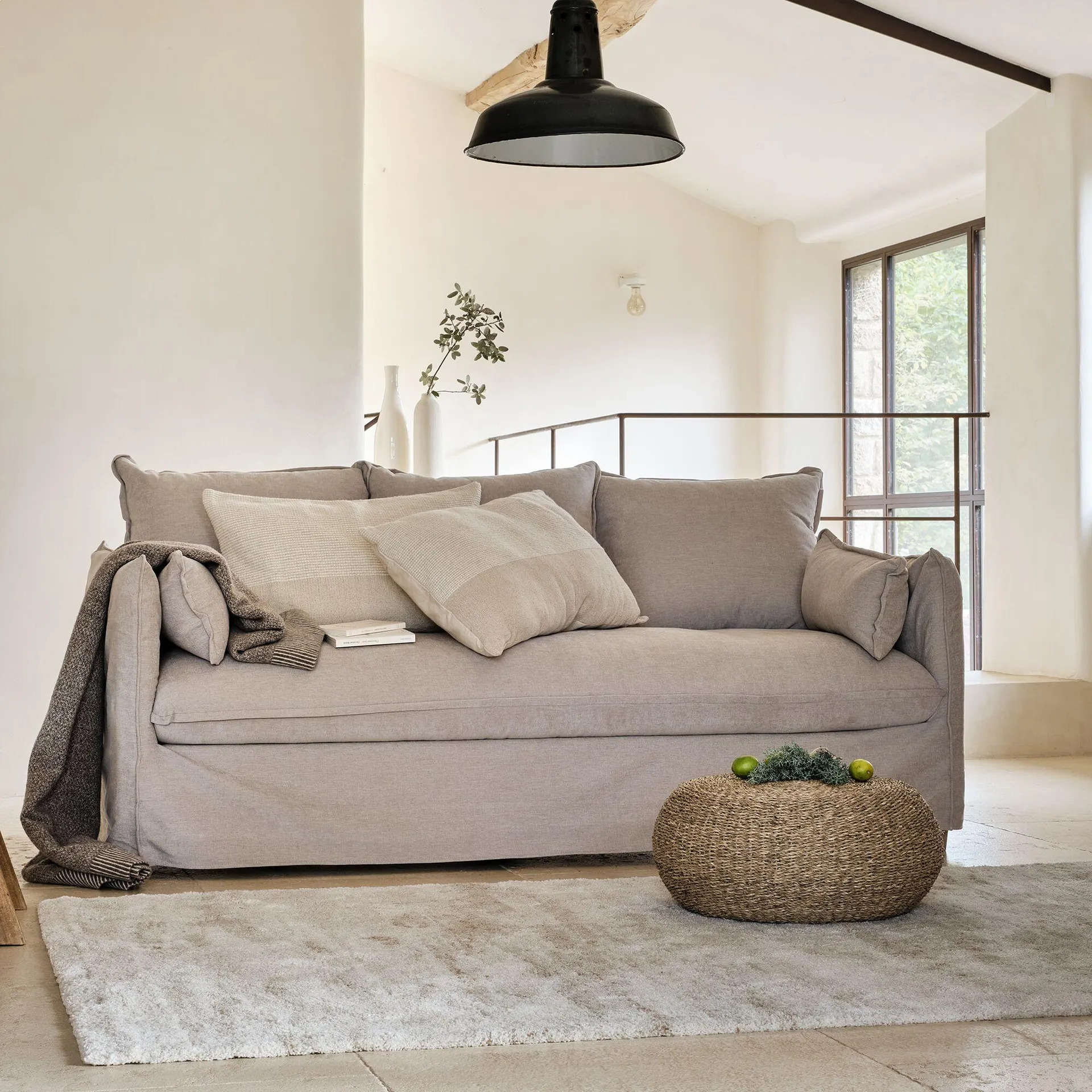 Tapis shaggy à motifs 120x170cm - beige