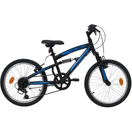 Vélo VTT 20'' Tout Suspendu Garçon Twister - Frein V brake - 6 Vitesses - Poignée Tournante - Dérailleur