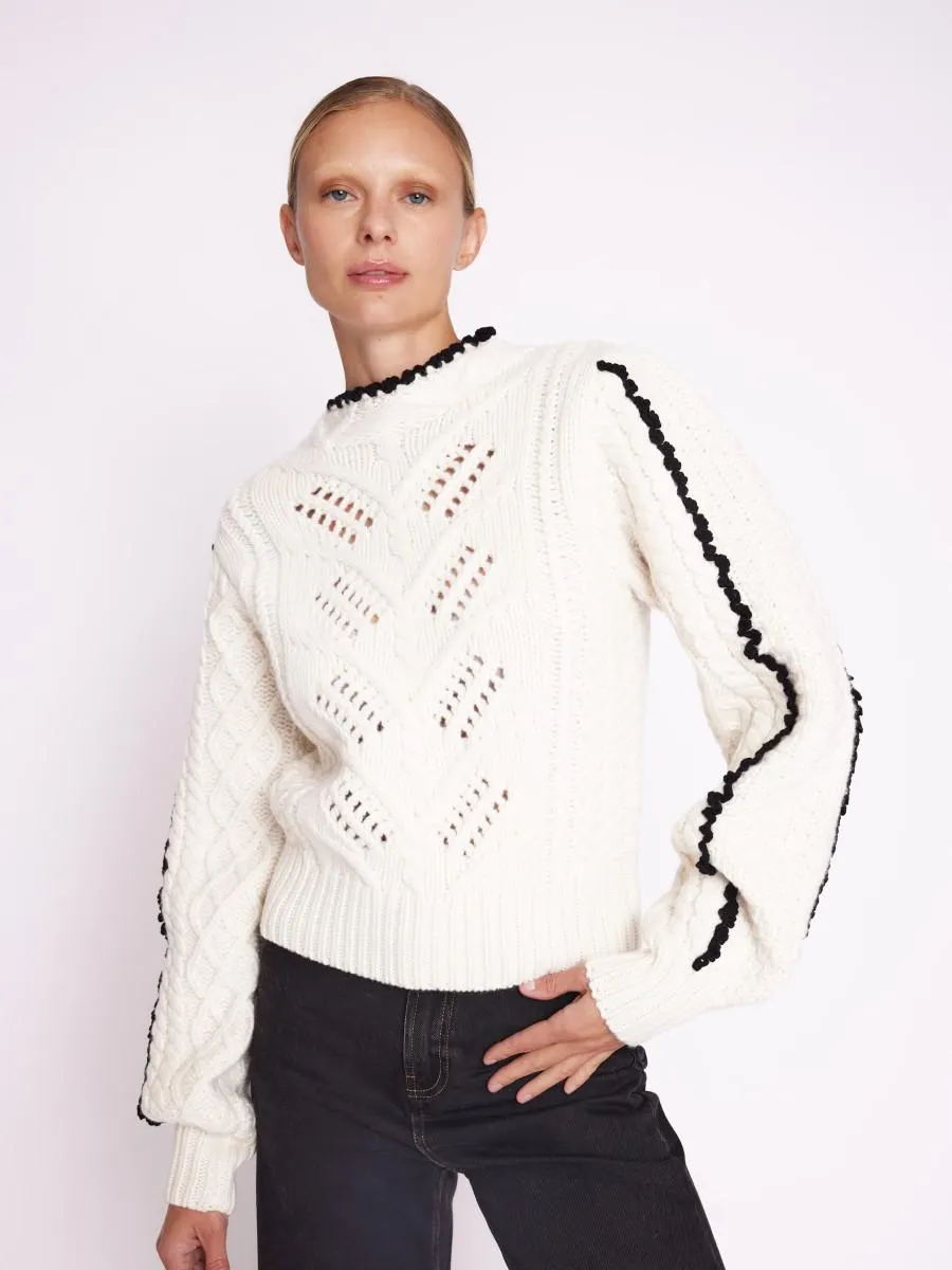 ATHENA | Pull blanc en maille col montant