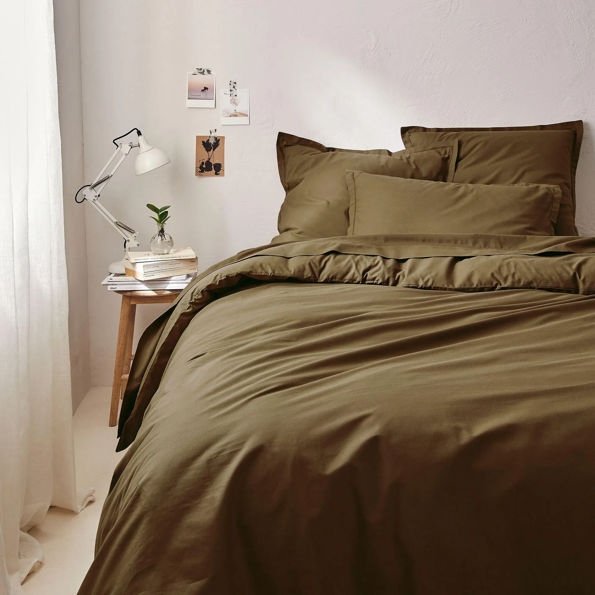 Housse de couette en coton bio 260x240cm - vert mousse