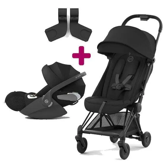 Pack poussette duo Coya Sepia Black + coque Cloud T i-size Sepia Black + adaptateurs coque de Cybex