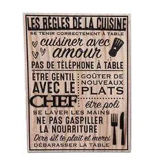Plaque murale règles de la cuisine 30x40cm