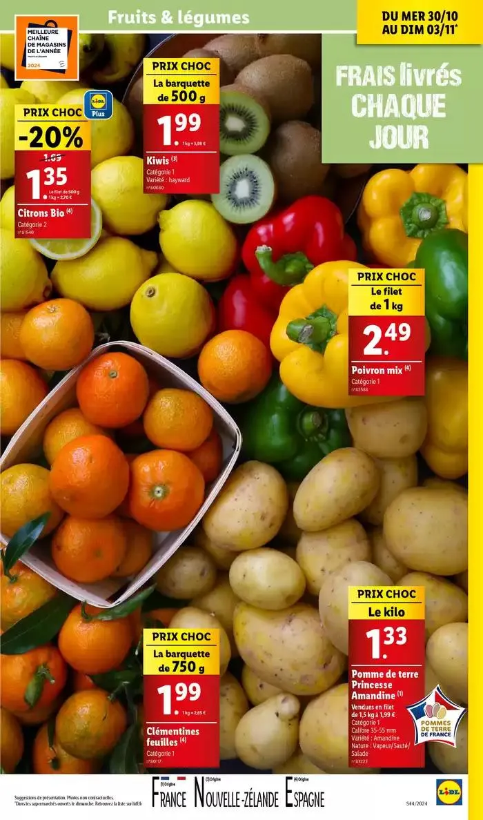 Bénéficiez de promotions sur une sélection de produits, incluant viande, fruit et fromage du 30 octobre au 5 novembre 2024 - Catalogue page 5