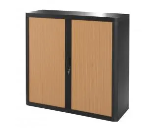 Armoire basse à rideaux EASY OFFICE - PAPERFLOW - 1m - hêtre, corps noir