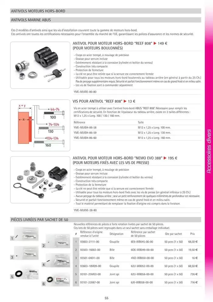 Catalogue Yamaha Marine - Accessoires Marine 2025 du 1 mars au 31 mars 2025 - Catalogue page 55