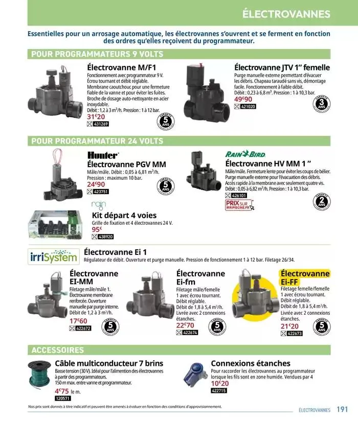 Les plaisir de l'eau Piscine,Spa,Arrosage du 10 mars au 31 décembre 2025 - Catalogue page 191