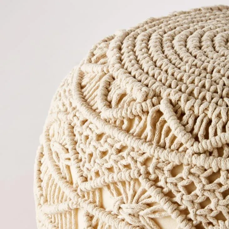 Puf trenzado de algodón macramé