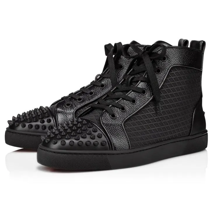 Lou Spikes Sneakers montantes - Cuir de veau et spikes - Noir