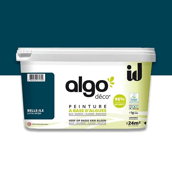 Peinture Algo bio sourcée multi-supports murs, plafonds et boiseries belle-ile satin 2L