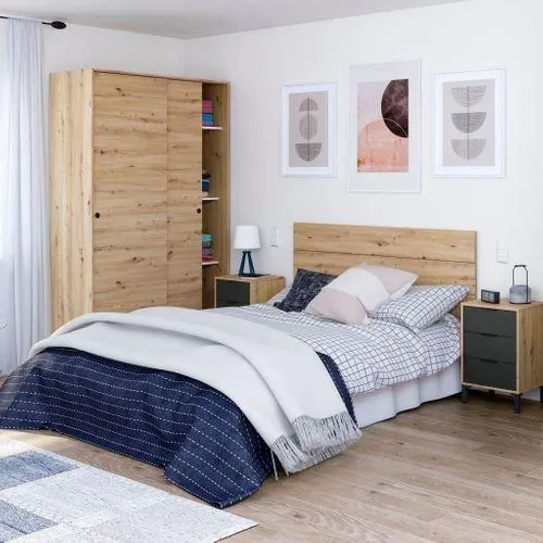 Armoire 2 portes coulissantes TOP imitation chêne