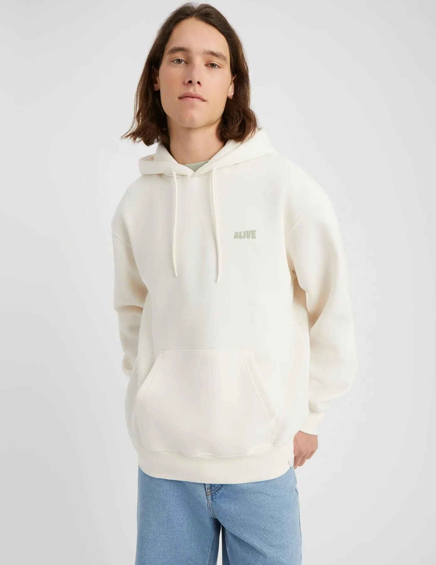 Sweat à capuche imprimé devant dos XL - Vert clair