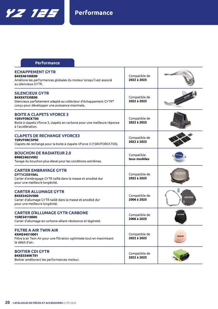 Catalogue Yamaha Motos - Accessoires GYTR Off Road du 23 septembre au 30 avril 2025 - Catalogue page 20