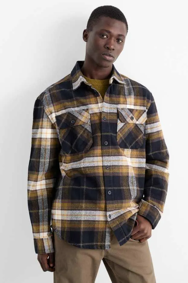 Flannel shirt - regular fit - kent collar - check