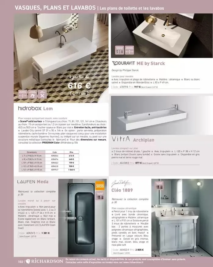 SALLE DE DE BAINS ET CARRELAGE 2025 du 11 avril au 31 décembre 2025 - Catalogue page 104
