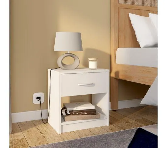 Chevet 1 niche 1 tiroir BART blanc