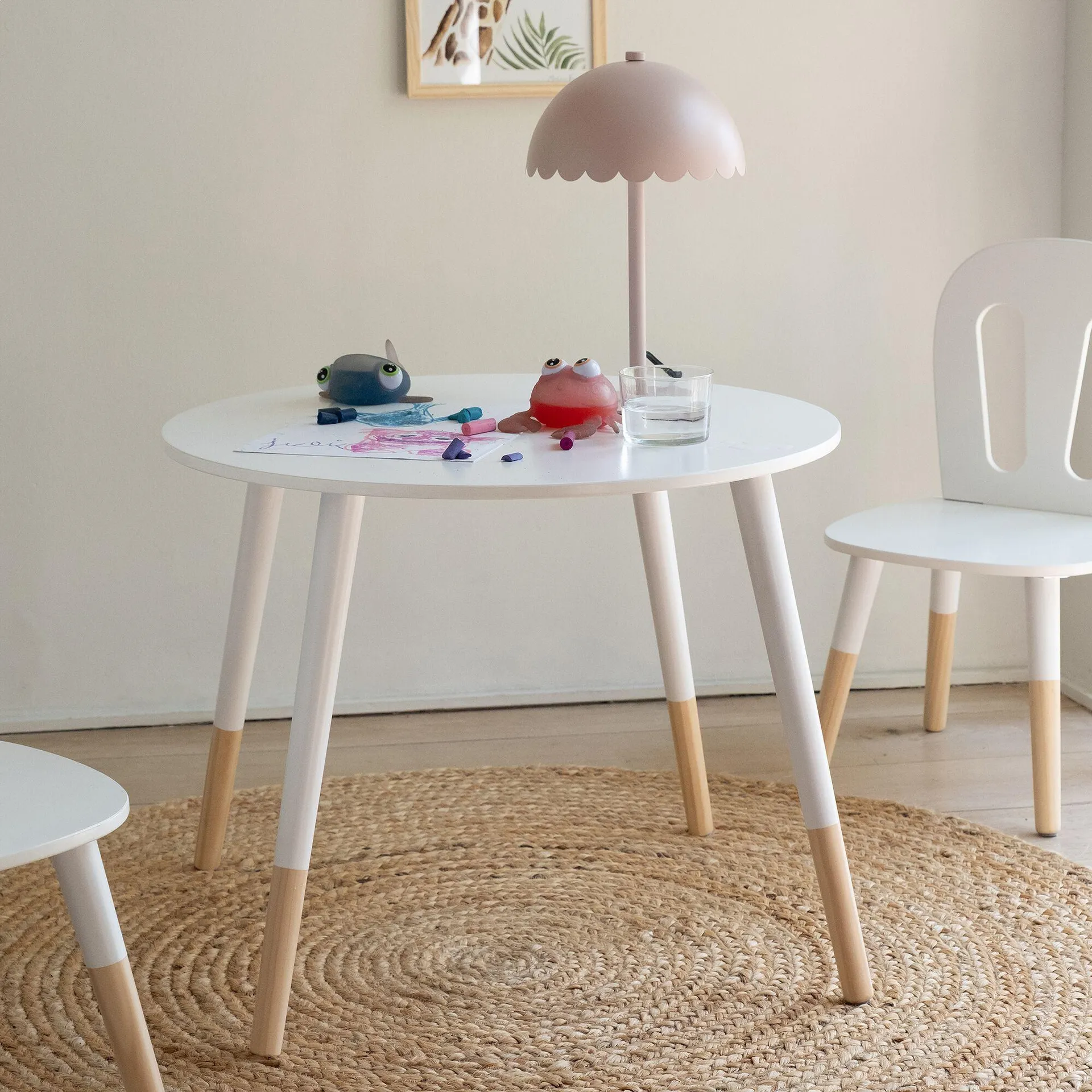 Table enfant en bois D60x47,7cm - blanc