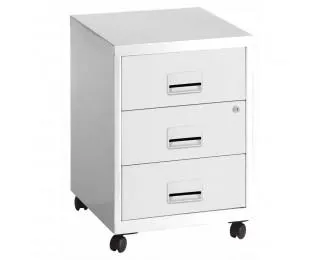 Caisson mobile 3 tiroirs avec roulettes - Blanc