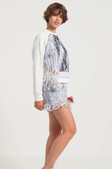 Sweat-shirt patchwork tissus