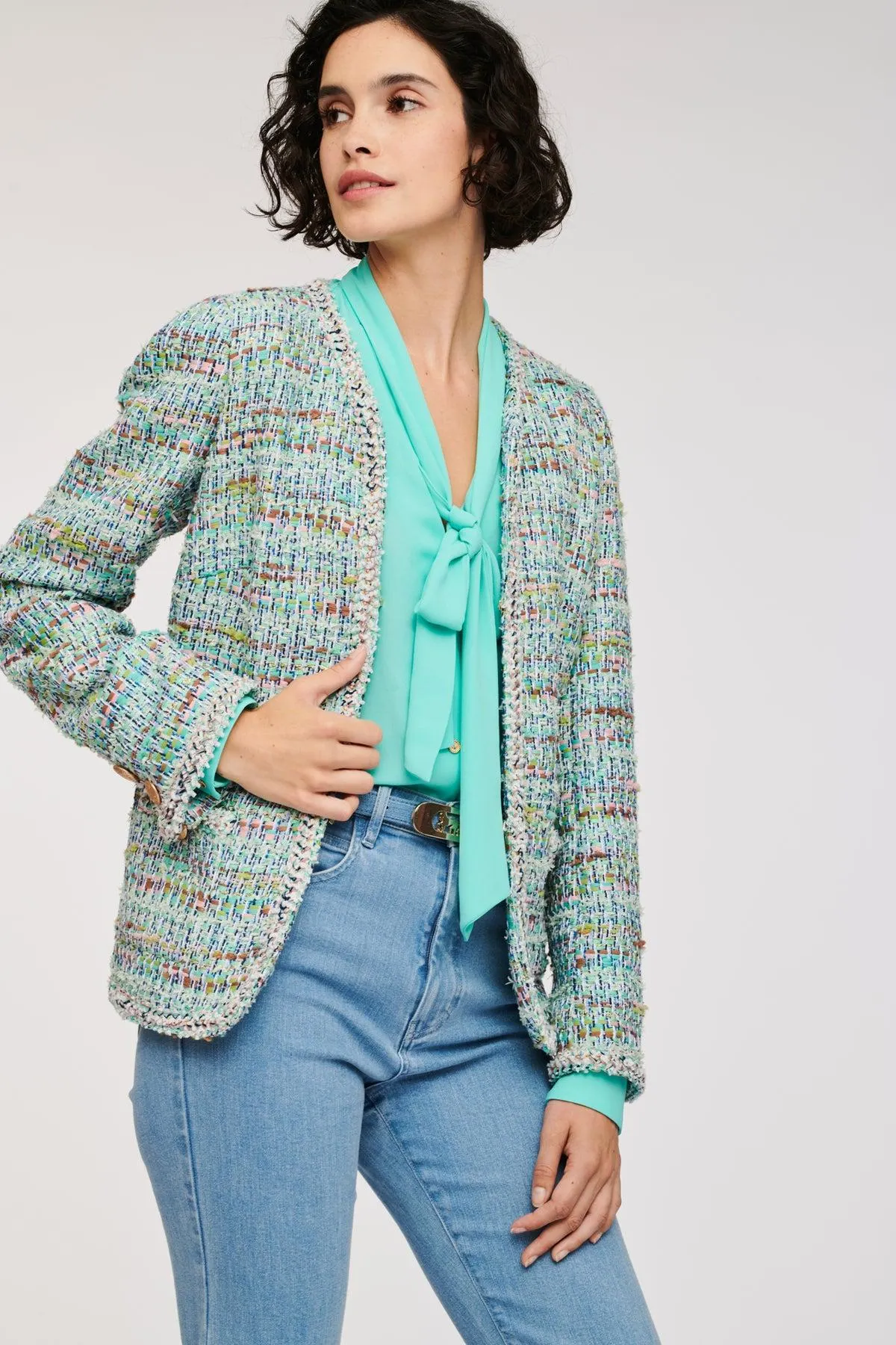 Veste en tweed multico pastel