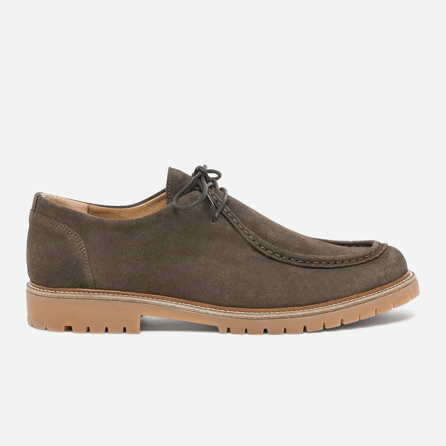 Derby marron foncé éco-conçu en cuir velours
