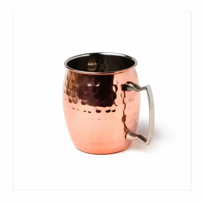 Mug martelé inox plaque cuivre