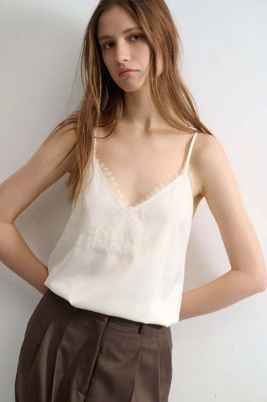 Top en satin et dentelle THEINA