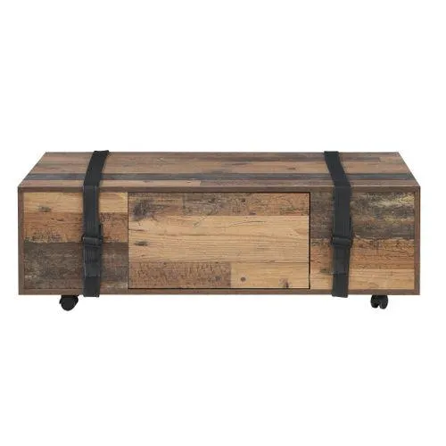 Table basse FOBYA Imitation vieux chêne et noir