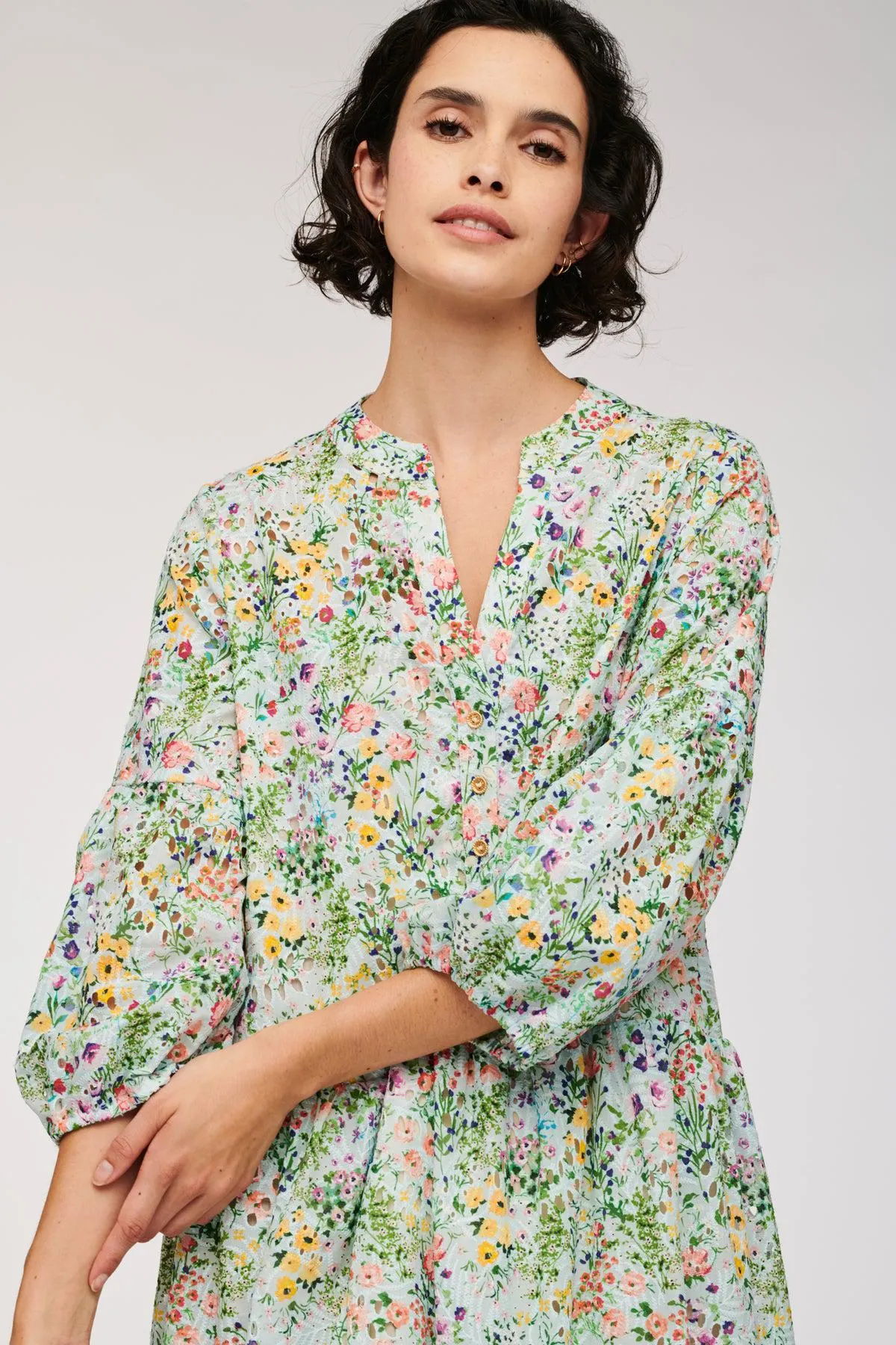 Robe longue en broderie imprimée