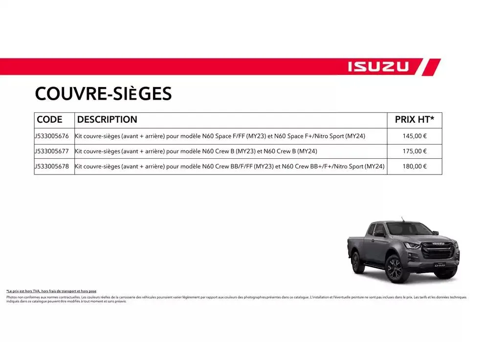 ISUZU SPACE N60B Accessoires du 15 octobre au 15 octobre 2025 - Catalogue page 60