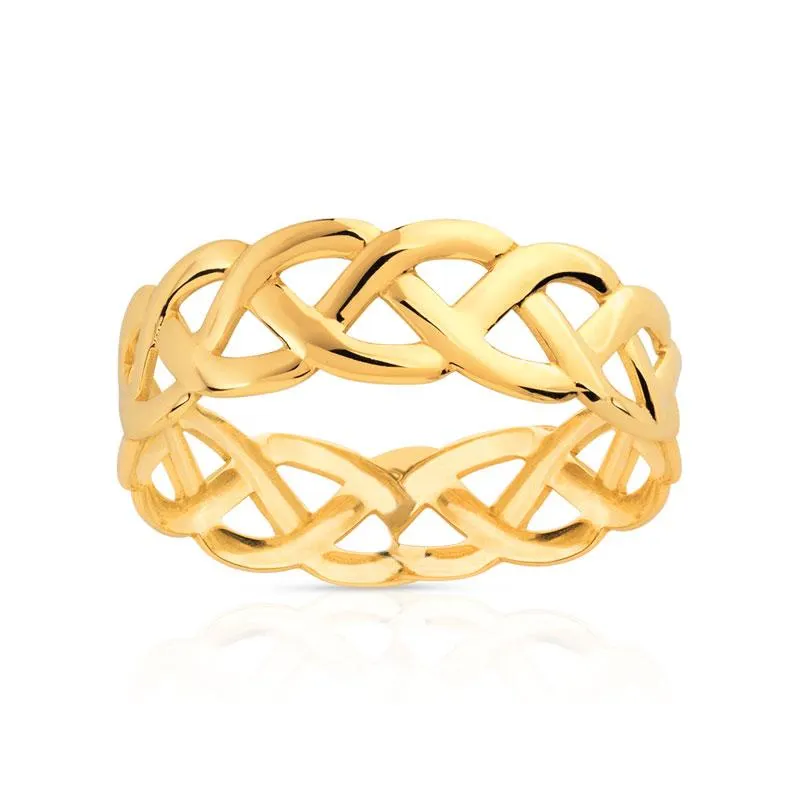 Bague or 750 jaune polie tressée