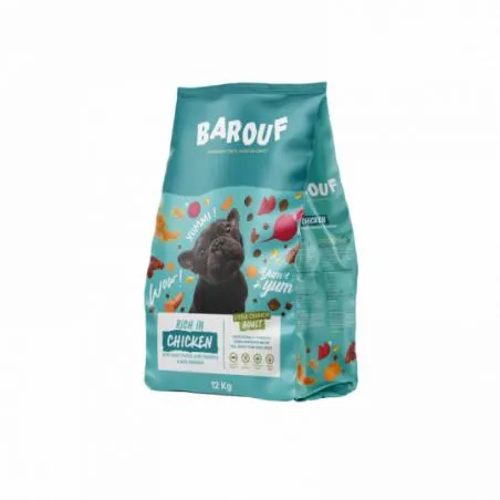 BAROUF LITTLE CRUNCH RICHE EN POULET, À LA PATATE DOUCE, AUX TOMATES ET AVEC DU CURCUMA POUR CHIEN ADULTE 12KG
