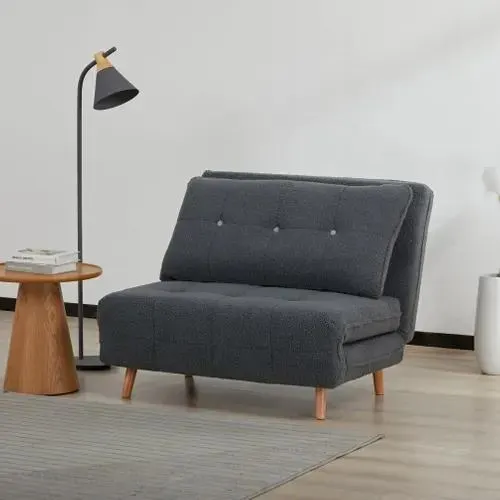 Fauteuil convertible CHOUPI tissu bouclette gris foncé