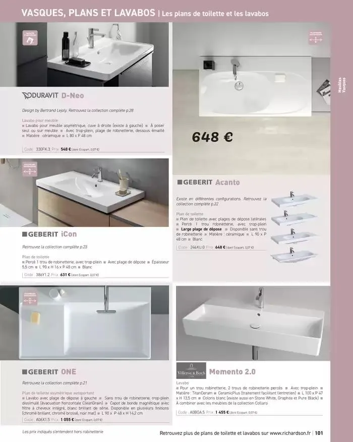 SALLE DE DE BAINS ET CARRELAGE 2025 du 11 avril au 31 décembre 2025 - Catalogue page 103