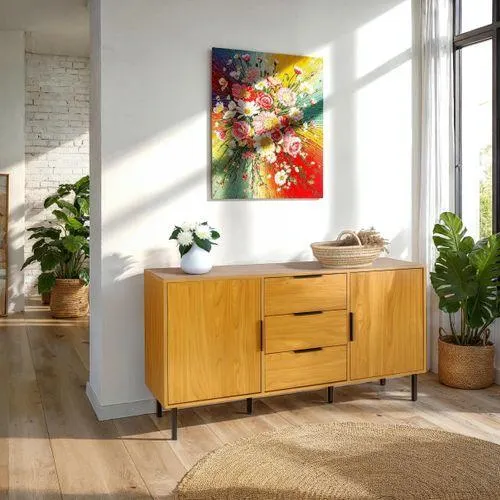 Buffet FELIX imitation chêne et noir