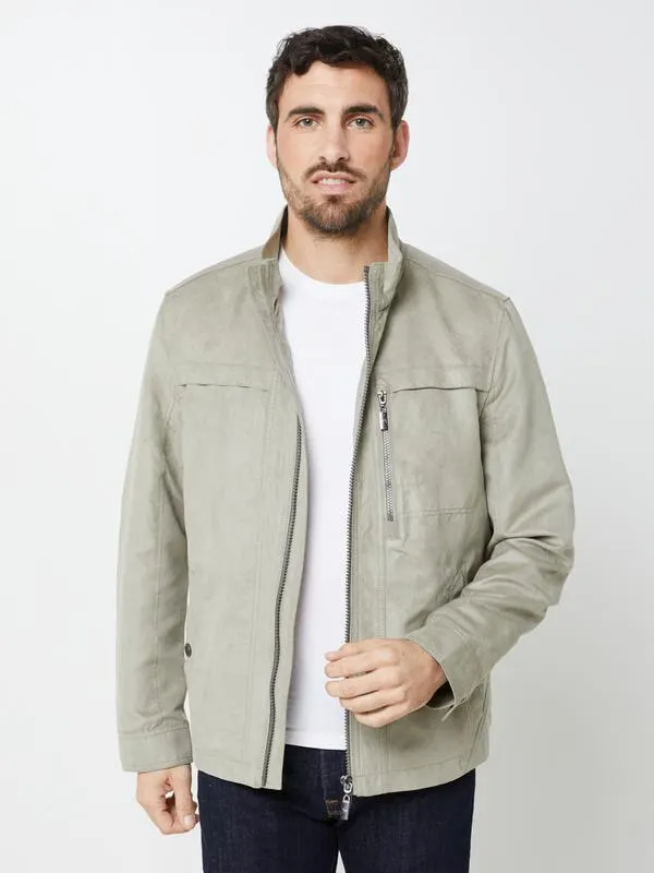 Blouson De Ville Zippé En Suédine Légère - Beige