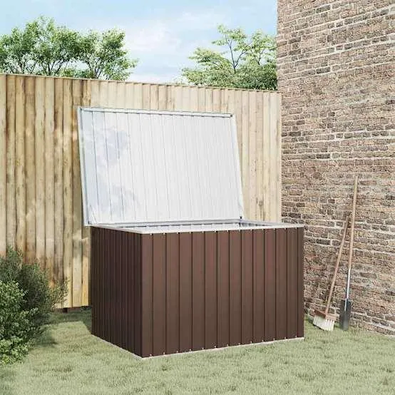 Grand Coffre de Jardin en Acier Galvanisé Durable pour Rangement Extérieur Marron 149x99x93 cm – ComfortXL Outdoor Living