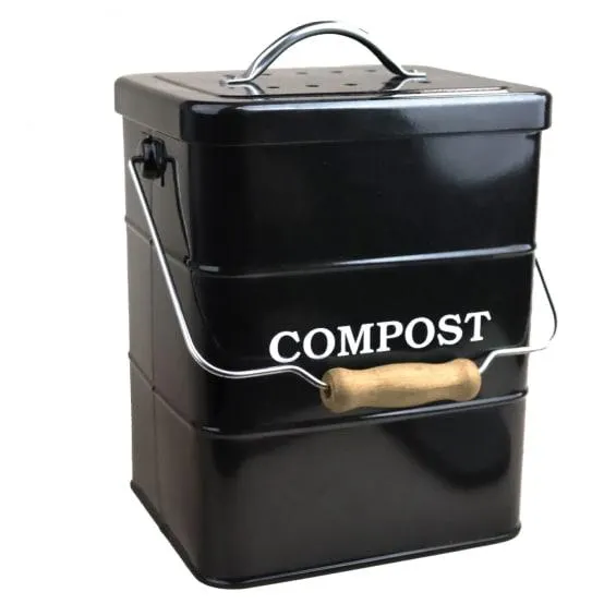 Composteur, bac, poubelle à compost de cuisine rectangle - 3 L - Noir - Linxor