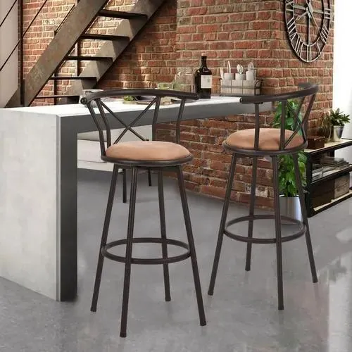 MEUBLES COSY Lot De 2 Tabourets De Bar Industriel Pivotant Sur 360° Siège De 75,5 Cm De Haut, Marron