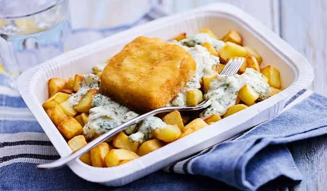 Colin d'Alaska pané MSC façon fish and chips, sauce tartare