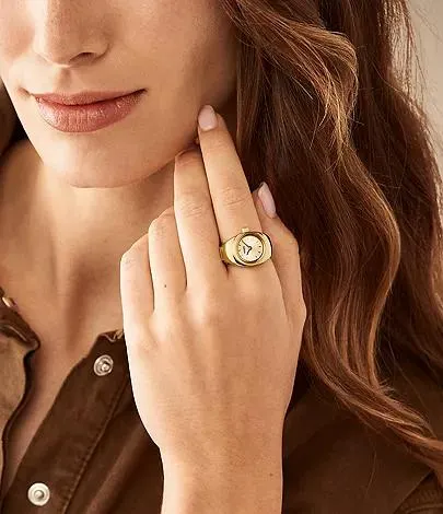 Bague de montre à deux aiguilles en acier inoxydable doré