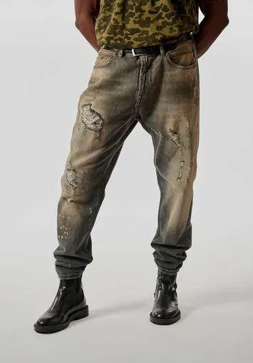 Jean gris relaxed cropped homme