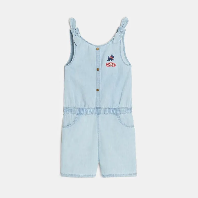 Combi short denim Chipie bleu fille