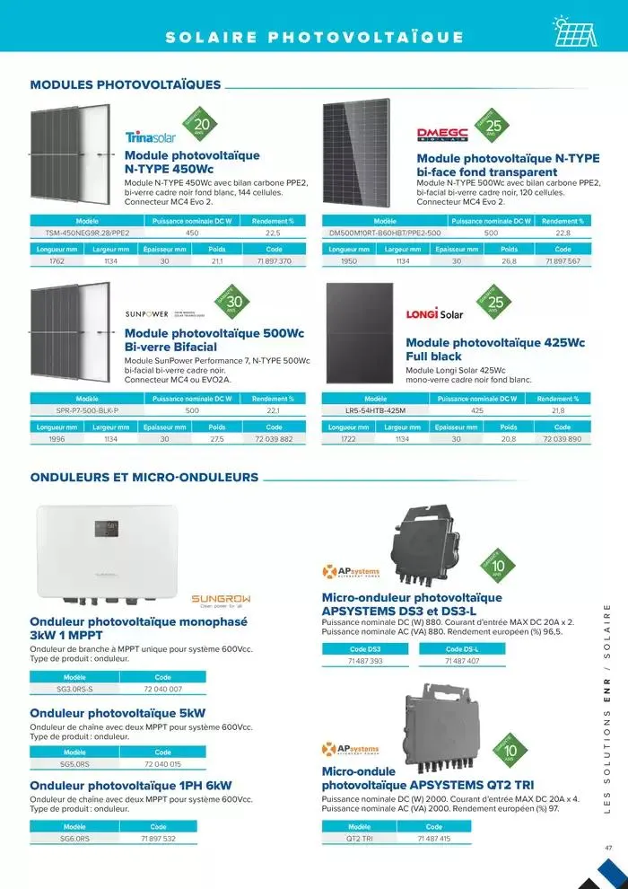 L'UNIVERS CHAUFFAGE, CLIMATISATION & PHOTOVOLTAÏQUE du 1 janvier au 31 décembre 2026 - Catalogue page 47