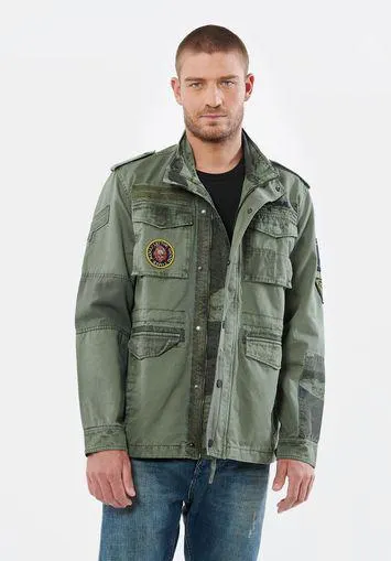 Veste saharienne kaki homme en 100% coton