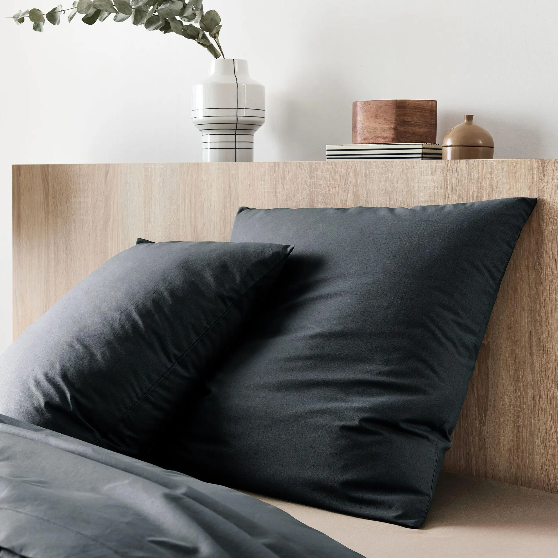 Lot de 2 taies d'oreiller en coton - gris calabrun 65x65ccm