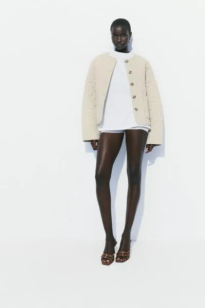 CAZADORA ACOLCHADA CON LINO