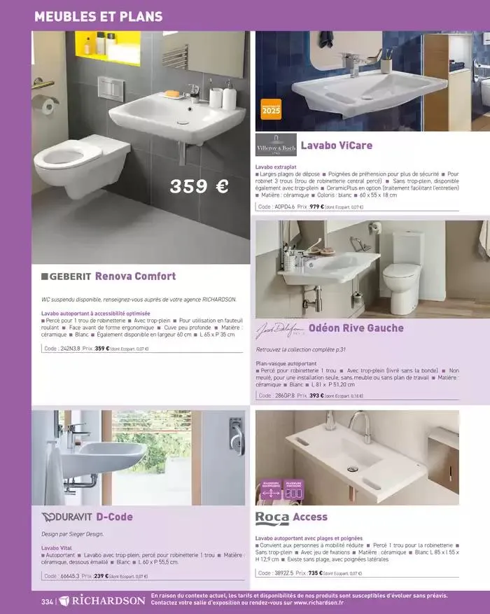 SALLE DE DE BAINS ET CARRELAGE 2025 du 11 avril au 31 décembre 2025 - Catalogue page 336