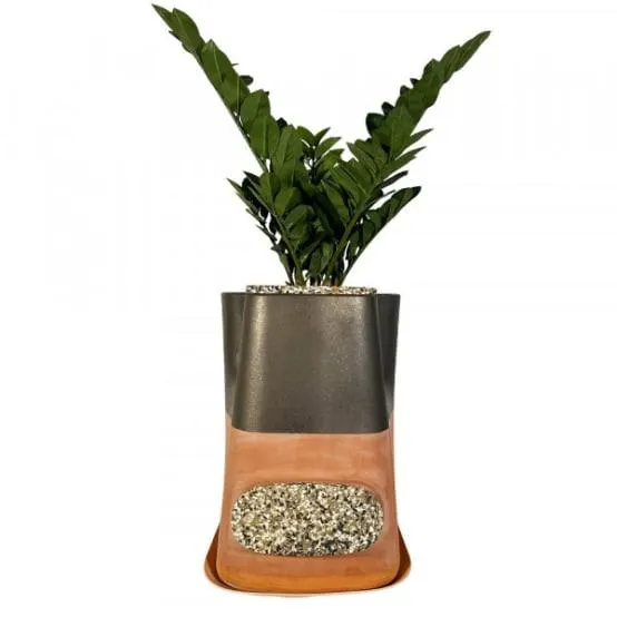 Pot de fleurs lombricomposteur en terre-cuite Métal Choco Transfarmers