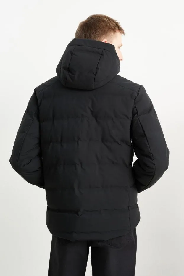 Quilted jacket with hood - water-repellent
