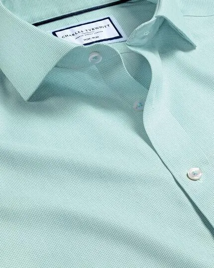 Cutaway Collar Non-Iron Clifton Weave Shirt - Aqua Green